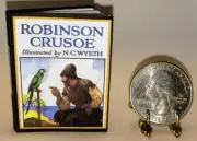 1:6 SCALE MINIATURE BOOK ROBINSON CRUSOE ILLUSTRATED N. C. WYETH PLAYSCALE