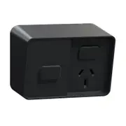 CLIPSAL Iconic O3015T-BK - Single Weatherproof Power Point 10amp with Timer - Black - IP54