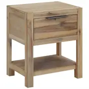 vidaXL Solid Acacia Wood Nightstand with Drawer Bottom Shelf Side End Table