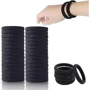 Shoyisenka 100 black headbands Hair Ties for Thick & Curly Hair - 4mm Strong Elastic Ponytail Holders (Women/Men)