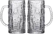 Pub Beer Glass - 485ML, Set of 2, Beer Glass Gift Set, Large Beer Mugs, Premium Glassware,Glacier Pattern Glass Cups