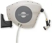 65ft Retractable Hose Reel 1/2 | Automatic Retractable Hose Reel w/Wall Mount | Easy to Assemble Water Hose Reel w/Flexible Swivel Mount | Retractable Garden Hose Reel (65ft. Tan/Gray)
