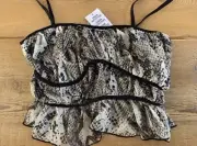 Urban Outfitters Snake Print Mesh Cami Bralette Spaghetti Strap Top, XS UO