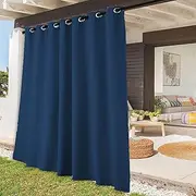 Waterproof Outdoor Curtains, Windproof Weatherproof Indoor Blackout Drapes, Premium Outdoor Privacy Grommet Top Panels for Patio/Gazebo/Pergola, 1 Panel, Navy-blue-W52"xH84"