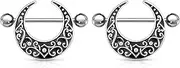 [Pierced Owl] Vintage Filigree Crescent Moon Nipple Shields, Sold as a Pair