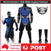 Mortal Kombat 1 SUB-ZERO Cosplay Deluxe Costume Full Set Outfits+Mask Halloween