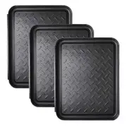 3PCS Boot Tray Heavy Duty Shoe Mat Trays,Storage Tray,Dog Bowl or Cat Bowl Mats Trap Mud to Protect Floor 13.7X10.8 Inch black