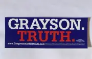 Congressman Alan Grayson Florida Campaign Bumper Sticker US House