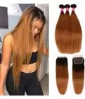 Haha Ombre Brazilian Straight 3 Bundle Ombre Human Hair T1B/30 14 16 18