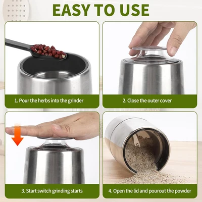 Spice Grinder Coffee 200 W Electric Herb Configuration Stainless Steel Body And