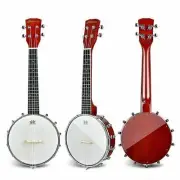 24 Inch Sonart 4-String Banjo Ukulele with Remo Drumhead and Gig Bag - Color: Re