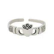 Sterling Silver Thin Plain Irish Claddagh Toe Ring Adjustable