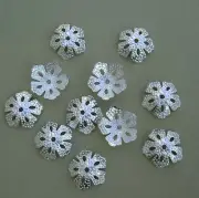 40pcs -Bright Silver Plated Bead Caps 14mm.