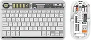Wirel Keyboard& Mice Combo Bt3.0 C Ection Transparent Designs Backlit Rechargeable Keyboard Battery Display Key Mute Type-C Charging Support Pc, Laptop, Tablet, Phone for White