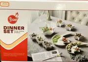 White Ceramic Serving Moon Star Shape Plate with Dips and Nut Bowl Set of 9 Pcs