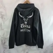 Brixton X Coors Hoodie Mens Large Black Sweatshirt Pullover Cotton