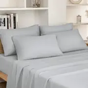 HOMEIDEAS Queen Size Bed Sheets - 4 Piece Set (Light Grey) - Extra Soft Brushed