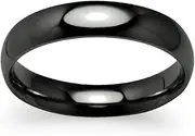 [Silverline Jewelry] Stainless Steel Comfort Fit Wedding Band Men 4mm Black Sizes 5 to 13