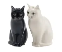 在飛比找誠品線上優惠-英國 Quail 陶瓷鹽&胡椒罐二入組/ 黑貓+白貓