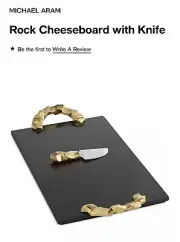 Michael Aram Rock Cheese Board With Knife Gold. Never Open!