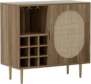Artiss Wooden Buffet Sideboard with Door and Wine Rack, Adjustable Inner Shelves Pantry Cupboard Corner Cabinet, Kitchen Storage Table Display Organizer Dining Furniture Living Room Home