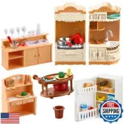 43 Pcs Dollhouse Furniture Kitchen Play Set Miniature Refrigerator with Mini