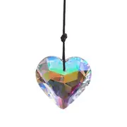 Large Rainbow Diamond Heart Necklace Synthetic Crystal Stone Pendant Jewelry