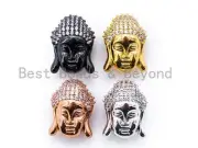 CZ Micro Pave Guanin Buddha Double Face Head Beads, Cubic Zirconia Spacer Bead,