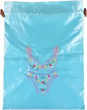Wrapables Silk Embroidered Bra and Panties Lingerie Bag, Blue