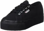 Superga 2790 Flatform Black Mono Womens Canvas Trainers