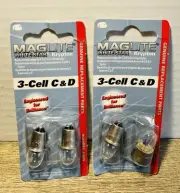 2 Mag Lite LWSA301 White Star Krypton Lamp Replacement 3 Cell C or D C/D 3-Cell