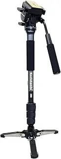 Koolehaoda Professional Camera Aluminium Monopod Fluid Video Head with Folding Three Feet Support Stand, Max:58.2"(OEM Yunteng288 Monopod)