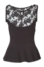 Libby Lace Peplum Top--SS-4669