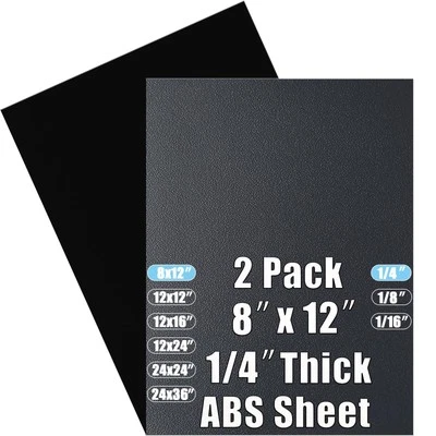 ABS Plastic Sheet 1/4 Inch Thick 8" x 12" (2-Pack),Two-Sided Heat Moldable Pa...