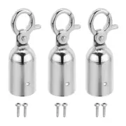 1.3"x3.9" Stanchion Rope End Stopper 3pcs Cord End Caps Barrier Rope End Silver