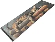 ZRYSMY Washable Runner Rug Vintage Cat Book 2’ x 6’ Non-Slip Floor Carpet Runner Rug for Hallways Kitchen Laundry Room Bedroom Floor Carpet Runner- Soft Thin Mat for Family Pet