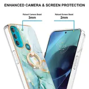For Motorola Moto G71 5G Ring KickDesign IMD Electroplating Frame TCell Phone Case Cover 003