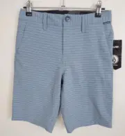 Volcom Size 10 Blue Striped Boys SNT Hybrid Short Swim Trunks NEW RRP $60