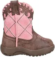 [ROPER] Infant Girls Cowbaby Lacy Checkered Square Toe Casual Boots Mid Calf - Brown, Pink, Brown, Pink, 1 Infant