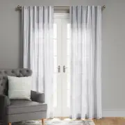 1pc 54"x95" Light Filtering Simple Stripe Window Curtain Panel Gray/White -