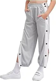 [Sinleey] Kids Boys Fashion Side Split Press Button Trousers with Pockets Contrasting Stripe Loose Hippy Sweatpants