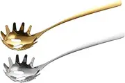 WATIIFUFU 2pcs Stainless Steel Spaghetti Server Tongs Kitchen Colander Strainer Tool Multi Purpose Noodle Server for Easy Soup Separation Present for Cooking Enthusiasts