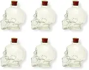 Glass Skull Decanter Set, 180/380/800mL Capacity Options,6 Bottles Each, Clear with Cork Lid, Decorative Liquor Bottle (180ml*6)