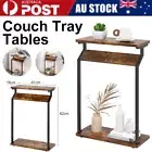 C Shaped End Table with Side Storage Bag for Small Spaces Bedroom Living AU
