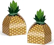50pcs Pineapple Favor Boxes 3D Large Pineapple Party Favors Bags for Hawaiian Luau Pineapple Theme Party Decorations Summer Tropical Party Supplies
