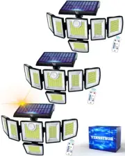 Solar Motion Sensor Flood Lights Outdoor - 496LEDs 3500LM 3 Lighting Modes 3 ...