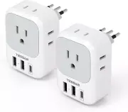 Italy Plug Adapter 2 Pack, TESSAN Italy Power Adaptor with 4 Outlets 3 USB