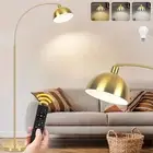 【Upgraded】 Arc Floor Lamps for Living Room - Stepless Dimmable Gold Tall Lamp wi