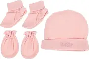 [COLLBATH] Baby Hat Gloves Set 2-in-1 Newborn Headwear Scratchproof Gloves Foot Covers