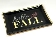 NEW BATH & BODY WORKS HELLO FALL BLACK RECTANGULAR DECOR PLATE BAR SOAP HOLDER